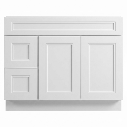 RTA White Double Shaker 42" Freestanding Bathroom Vanity 2-Drawer Left Combo Base