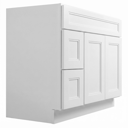 RTA White Double Shaker 42" Freestanding Bathroom Vanity 2-Drawer Left Combo Base