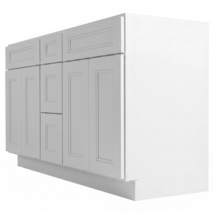 RTA White Double Shaker 60" Freestanding Bathroom Vanity 3-Drawer Combo Base