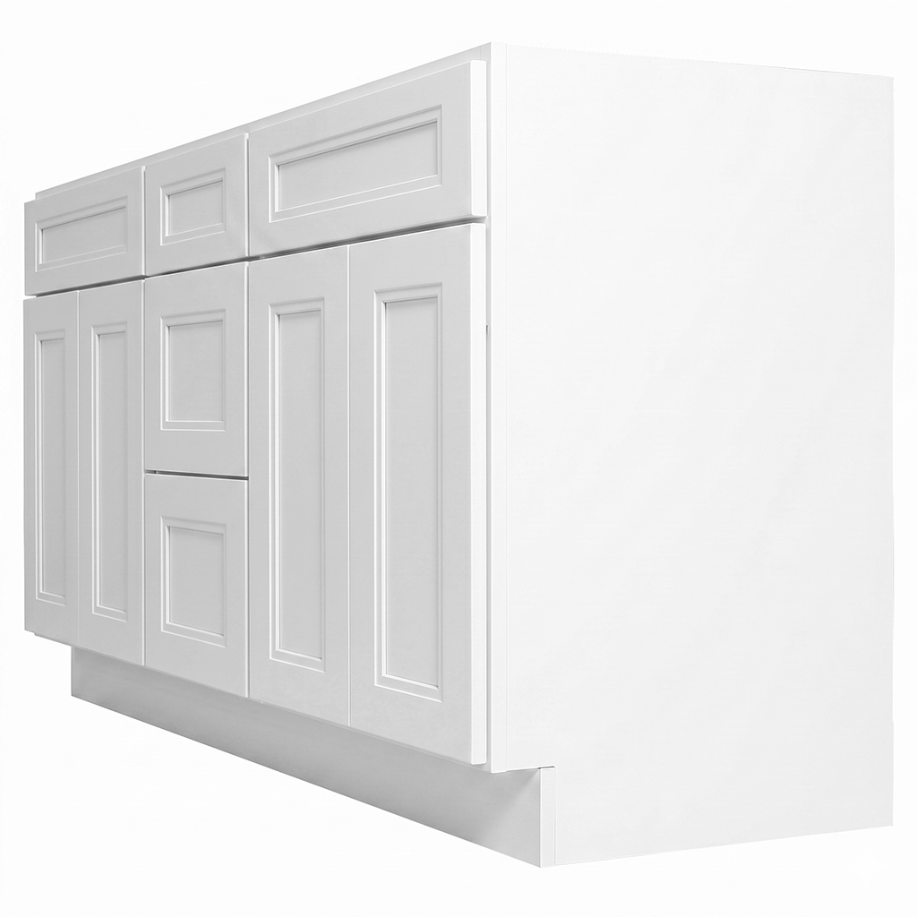 RTA White Double Shaker 72" Freestanding Bathroom Vanity 3-Drawer Combo Base