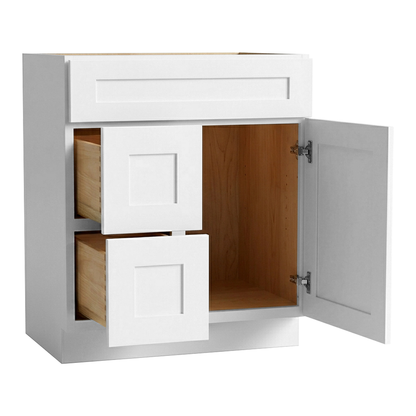 RTA White Shaker 30" Freestanding Bathroom Vanity 2-Drawer Left Combo Base