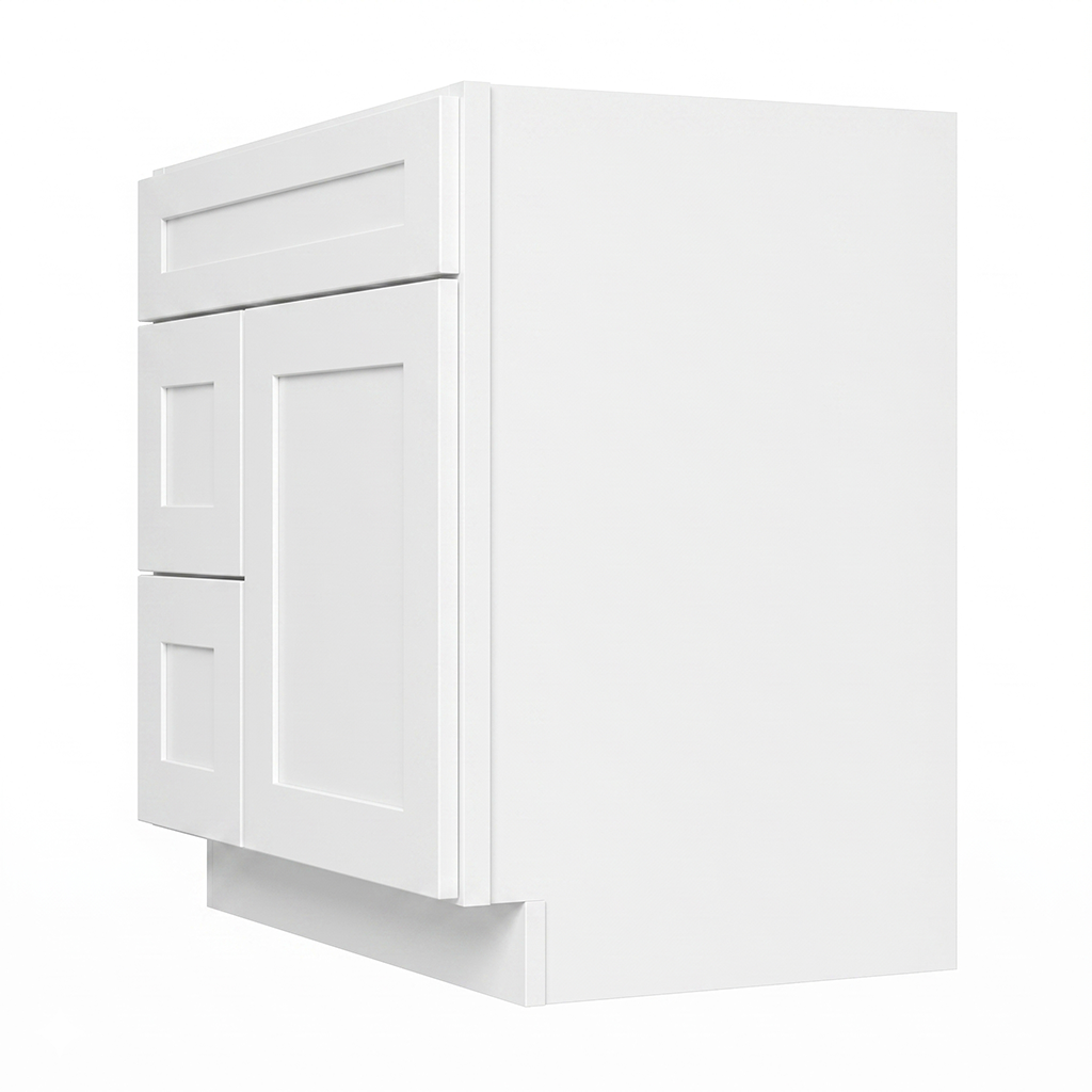 RTA White Shaker 30" Freestanding Bathroom Vanity 2-Drawer Left Combo Base