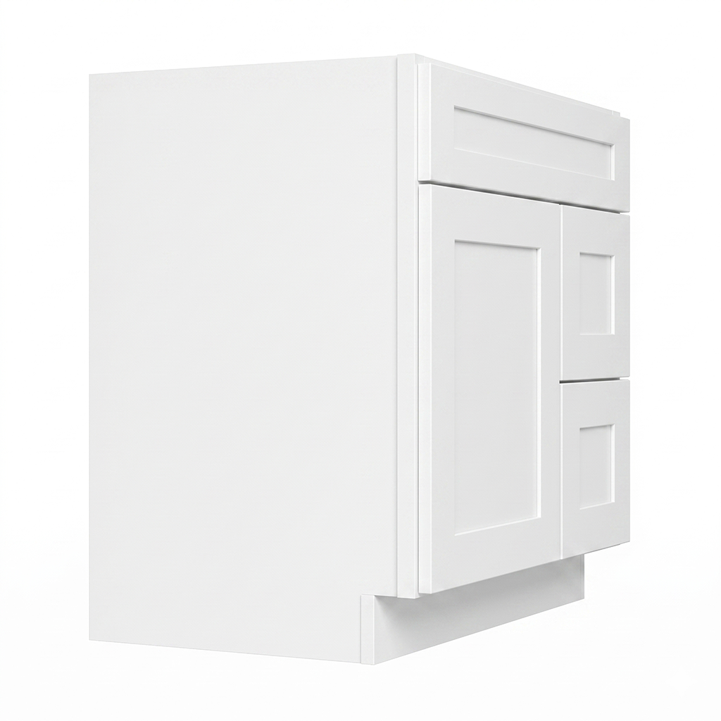 RTA White Shaker 30" Freestanding Bathroom Vanity 2-Drawer Right Combo Base