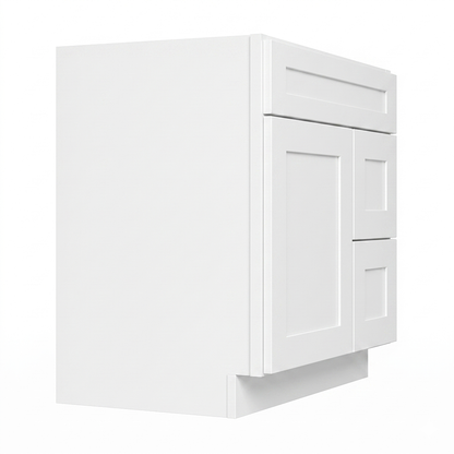 RTA White Shaker 30" Freestanding Bathroom Vanity 2-Drawer Right Combo Base