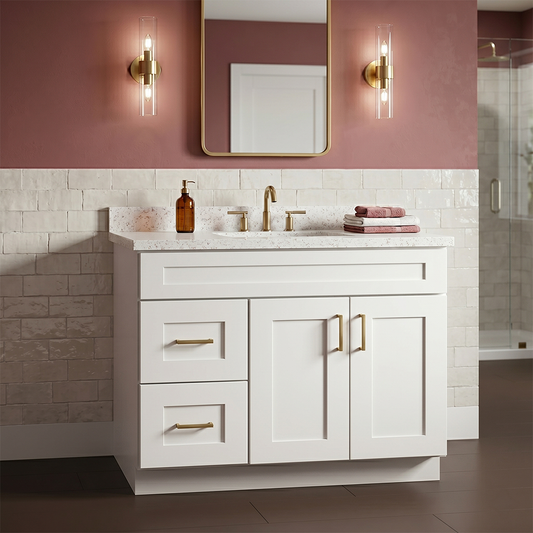 RTA White Shaker 36" Freestanding Bathroom Vanity 2-Drawer Left Combo Base
