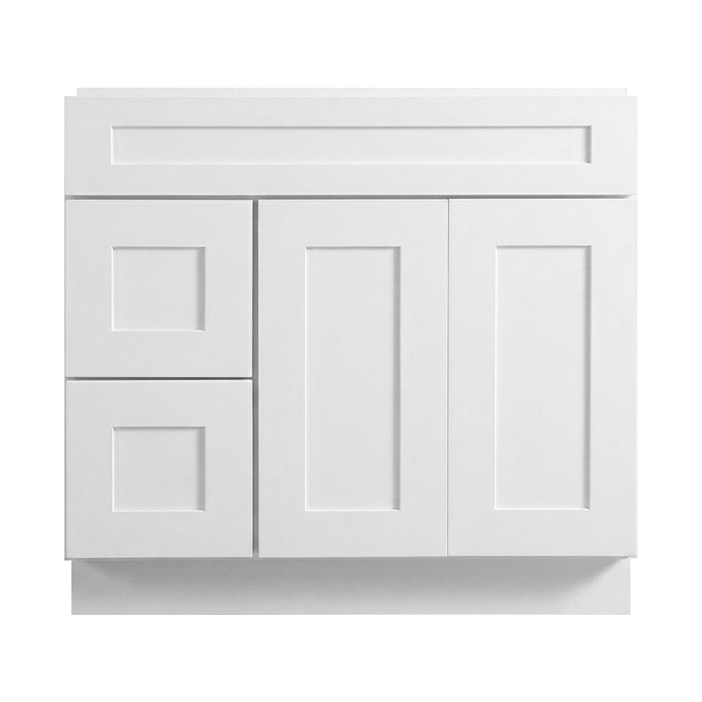 RTA White Shaker 36" Freestanding Bathroom Vanity 2-Drawer Left Combo Base