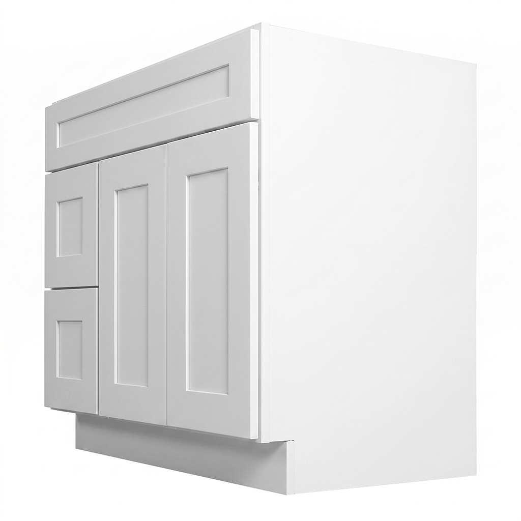 RTA White Shaker 36" Freestanding Bathroom Vanity 2-Drawer Left Combo Base