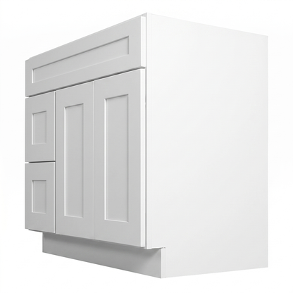 RTA White Shaker 36" Freestanding Bathroom Vanity 2-Drawer Left Combo Base