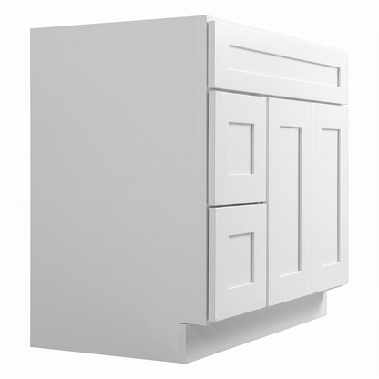 RTA White Shaker 36" Freestanding Bathroom Vanity 2-Drawer Left Combo Base