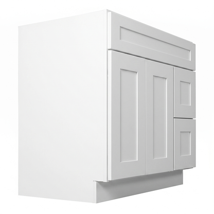 RTA White Shaker 36" Freestanding Bathroom Vanity 2-Drawer Right Combo Base