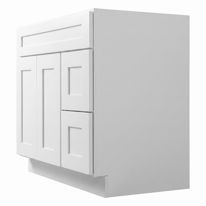 RTA White Shaker 36" Freestanding Bathroom Vanity 2-Drawer Right Combo Base