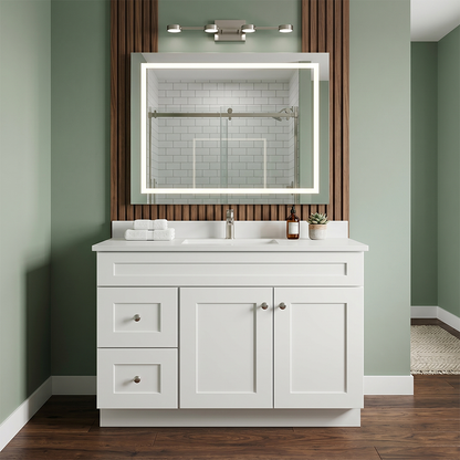 RTA White Shaker 42" Freestanding Bathroom Vanity 2-Drawer Left Combo Base