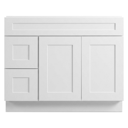 RTA White Shaker 42" Freestanding Bathroom Vanity 2-Drawer Left Combo Base