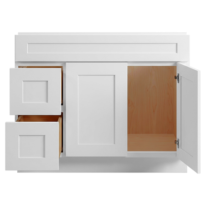RTA White Shaker 42" Freestanding Bathroom Vanity 2-Drawer Left Combo Base