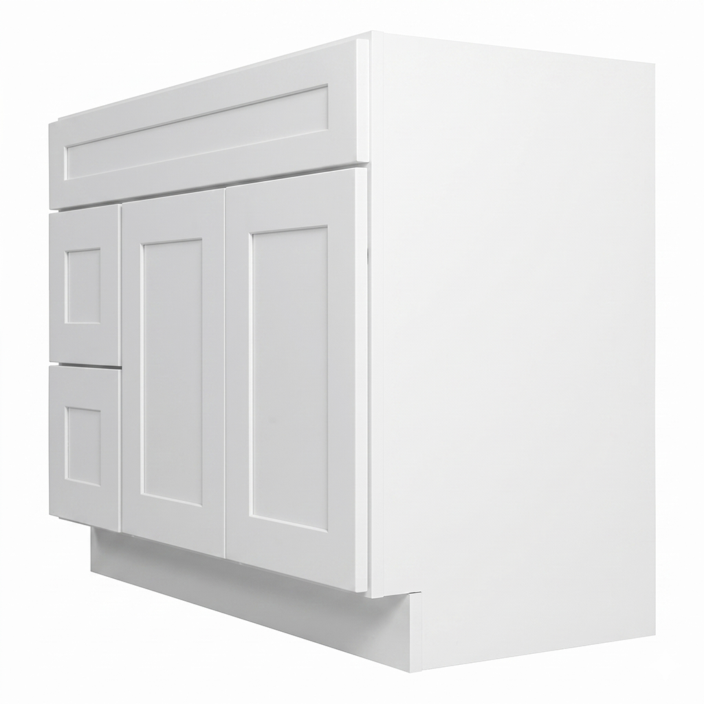 RTA White Shaker 42" Freestanding Bathroom Vanity 2-Drawer Left Combo Base