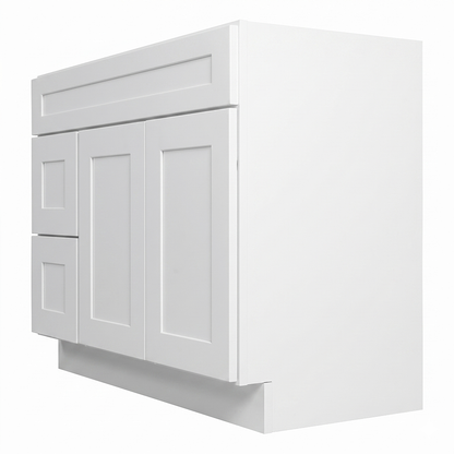 RTA White Shaker 42" Freestanding Bathroom Vanity 2-Drawer Left Combo Base