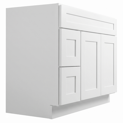 RTA White Shaker 42" Freestanding Bathroom Vanity 2-Drawer Left Combo Base
