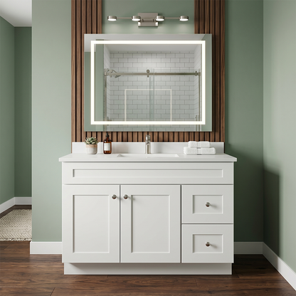 RTA White Shaker 42" Freestanding Bathroom Vanity 2-Drawer Right Combo Base