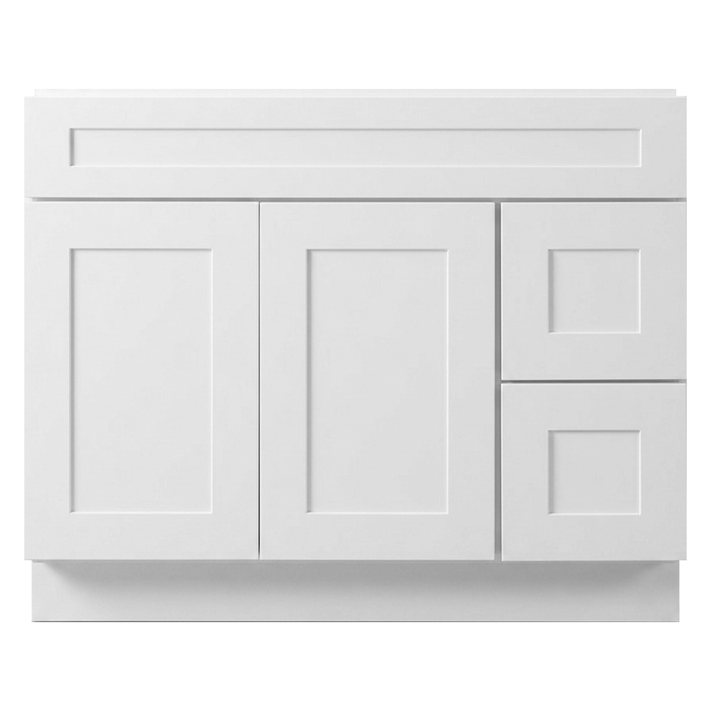 RTA White Shaker 42" Freestanding Bathroom Vanity 2-Drawer Right Combo Base