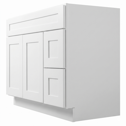 RTA White Shaker 42" Freestanding Bathroom Vanity 2-Drawer Right Combo Base