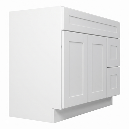 RTA White Shaker 42" Freestanding Bathroom Vanity 2-Drawer Right Combo Base