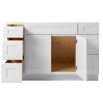 RTA White Shaker 54" Freestanding Bathroom Vanity 6-Drawer Combo Base