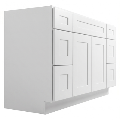 RTA White Shaker 54" Freestanding Bathroom Vanity 6-Drawer Combo Base