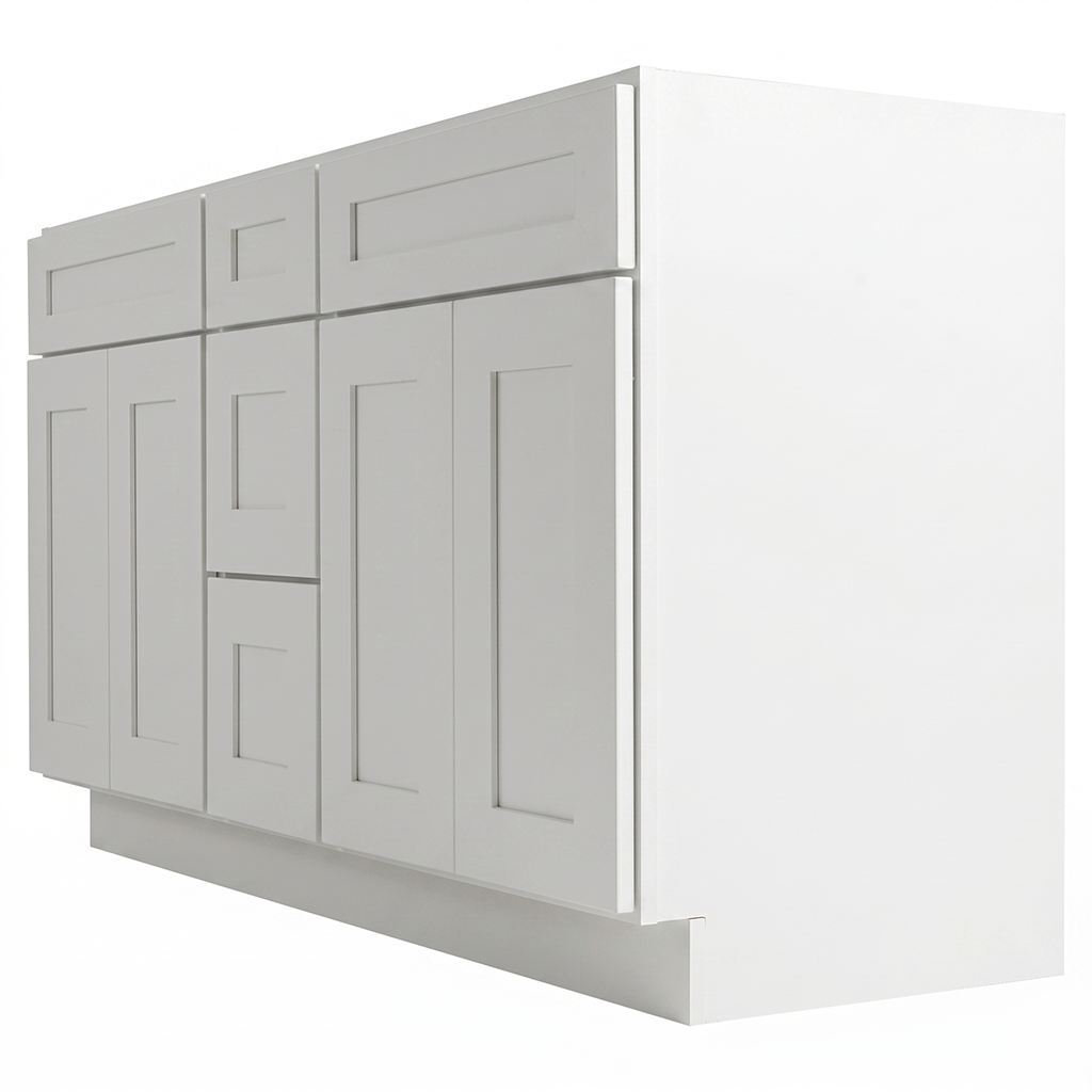 RTA White Shaker 60" Freestanding Bathroom Vanity 3-Drawer Combo Base