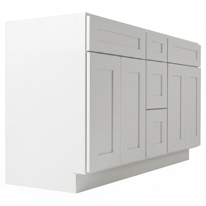 RTA White Shaker 60" Freestanding Bathroom Vanity 3-Drawer Combo Base