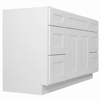 RTA White Shaker 60" Freestanding Bathroom Vanity 6-Drawer Combo Base