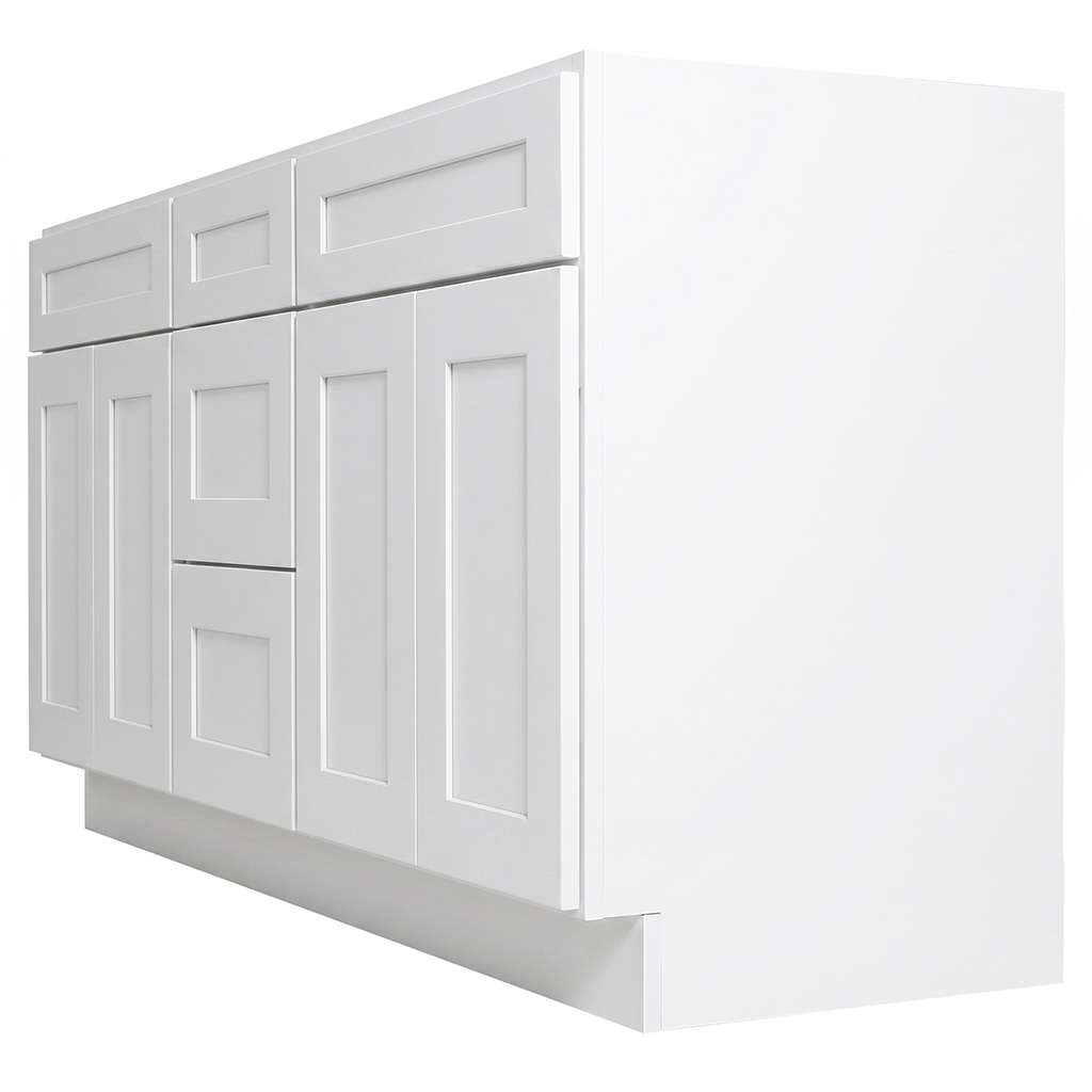 RTA White Shaker 72" Freestanding Bathroom Vanity 3-Drawer Combo Base