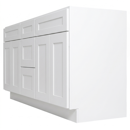 RTA White Shaker 72" Freestanding Bathroom Vanity 3-Drawer Combo Base