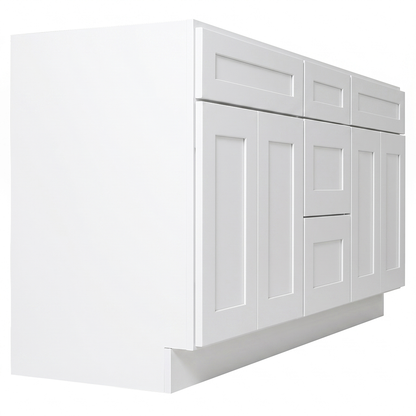 RTA White Shaker 72" Freestanding Bathroom Vanity 3-Drawer Combo Base