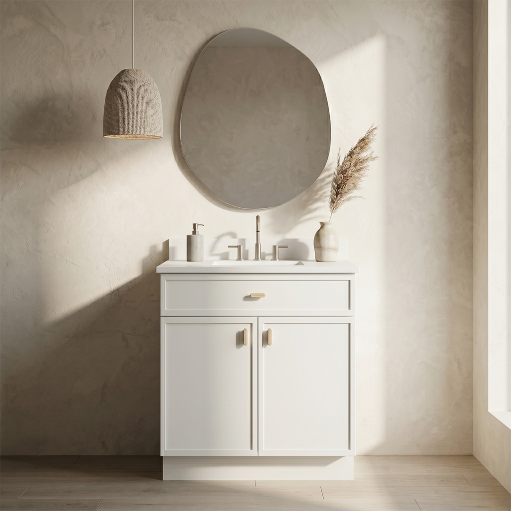 RTA White Slim Shaker 24" Freestanding Bathroom Vanity Sink Base