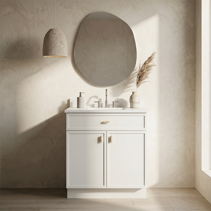RTA White Slim Shaker 24" Freestanding Bathroom Vanity Sink Base