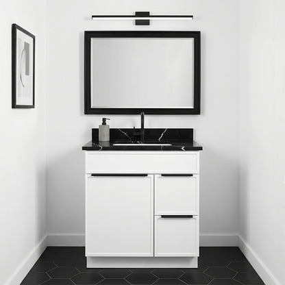 RTA White Slim Shaker 30" Freestanding Bathroom Vanity 2-Drawer Right Combo Base