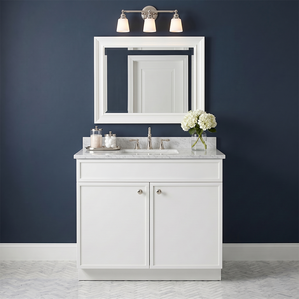 RTA White Slim Shaker 30" Freestanding Bathroom Vanity Sink Base
