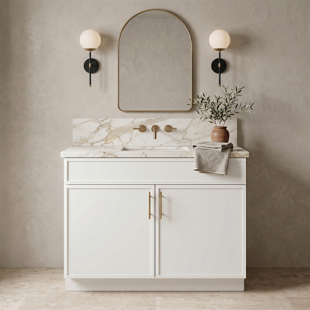 RTA White Slim Shaker 36" Freestanding Bathroom Vanity Sink Base