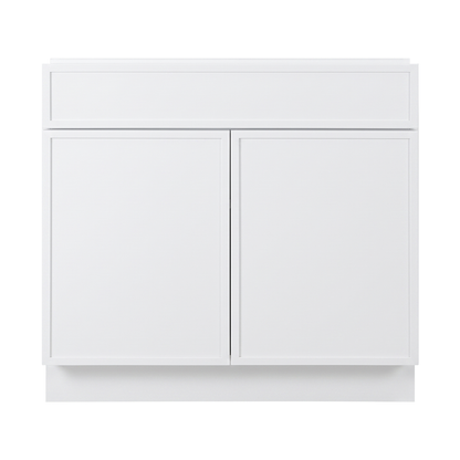 RTA White Slim Shaker 36" Freestanding Bathroom Vanity Sink Base