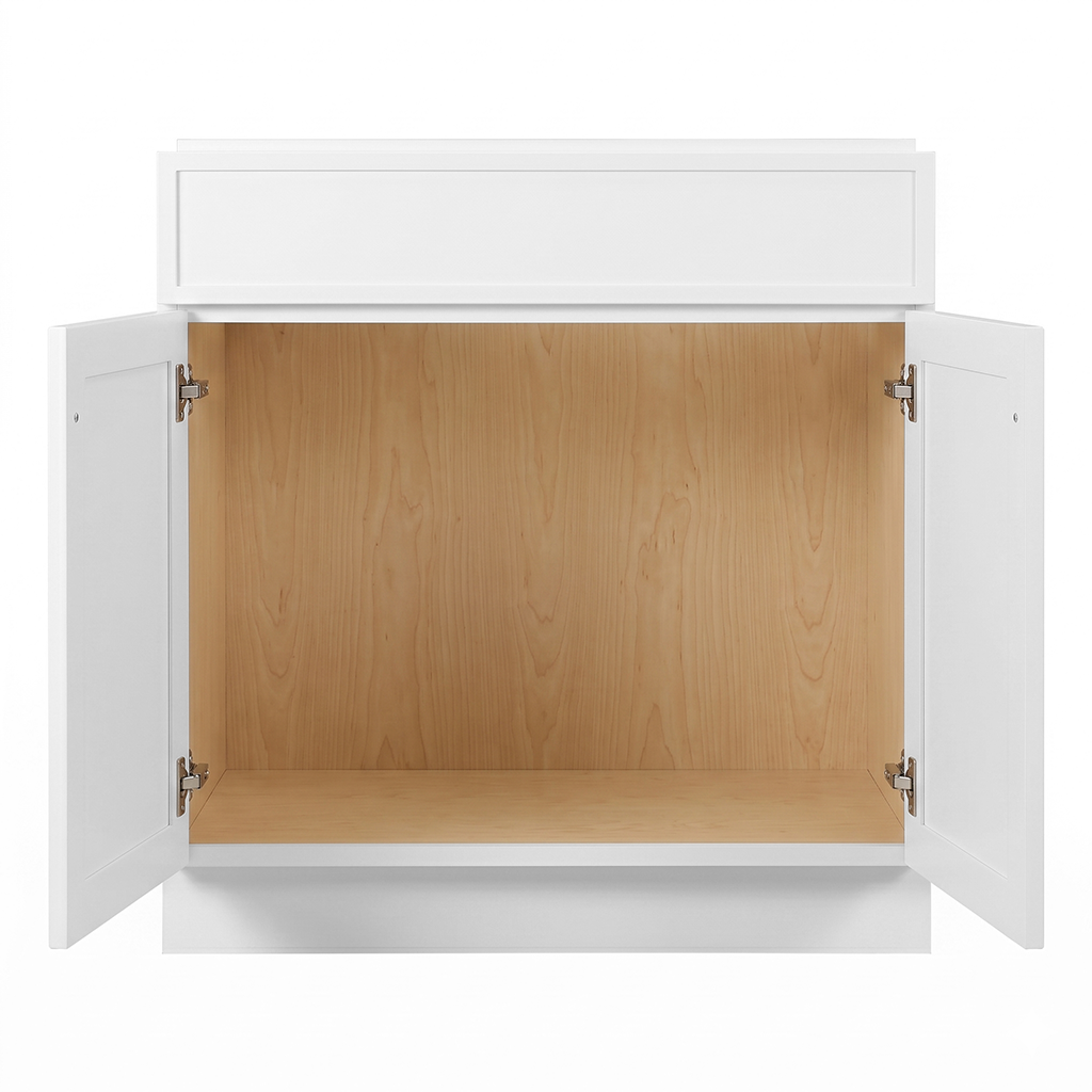 RTA White Slim Shaker 36" Freestanding Bathroom Vanity Sink Base