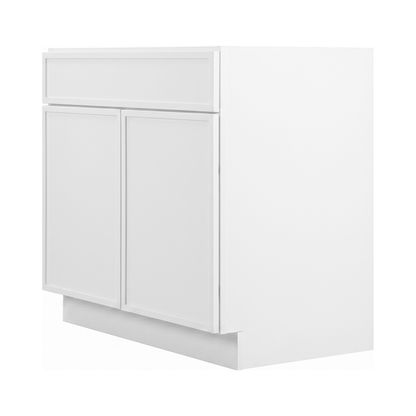 RTA White Slim Shaker 36" Freestanding Bathroom Vanity Sink Base