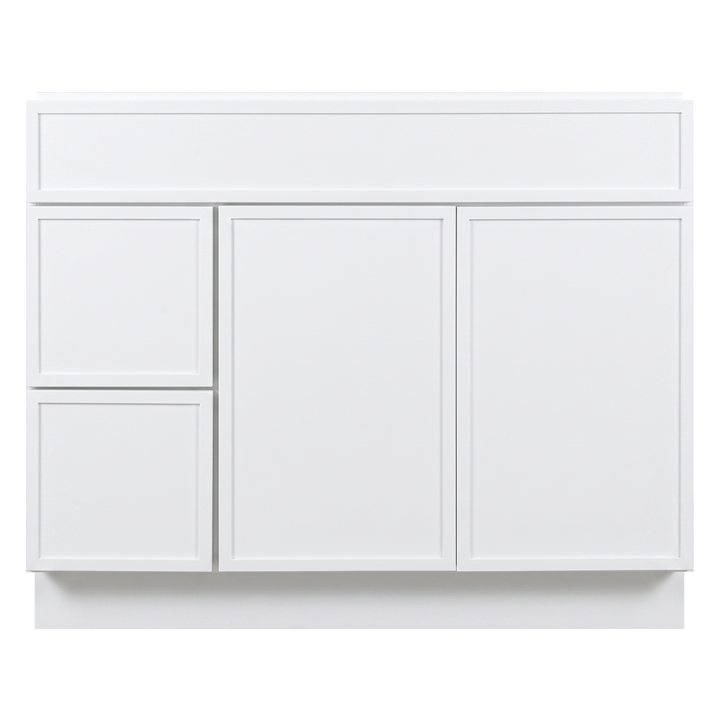 RTA White Slim Shaker 42" Freestanding Bathroom Vanity 2-Drawer Left Combo Base