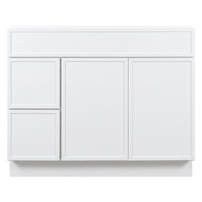 RTA White Slim Shaker 42" Freestanding Bathroom Vanity 2-Drawer Left Combo Base