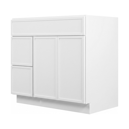RTA White Slim Shaker 42" Freestanding Bathroom Vanity 2-Drawer Left Combo Base