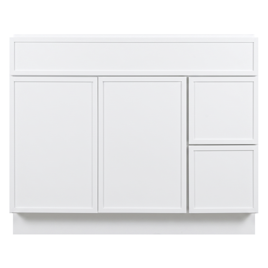 RTA White Slim Shaker 42" Freestanding Bathroom Vanity 2-Drawer Right Combo Base