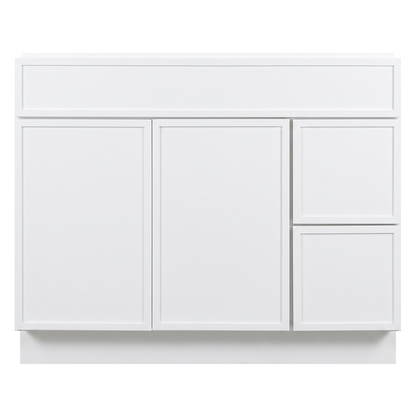 RTA White Slim Shaker 42" Freestanding Bathroom Vanity 2-Drawer Right Combo Base