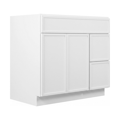 RTA White Slim Shaker 42" Freestanding Bathroom Vanity 2-Drawer Right Combo Base