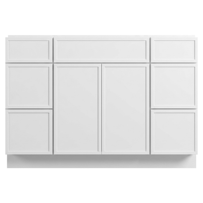 RTA White Slim Shaker 48" Freestanding Bathroom Vanity 6-Drawer Combo Base