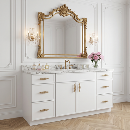 RTA White Slim Shaker 60" Freestanding Bathroom Vanity 6-Drawer Combo Base