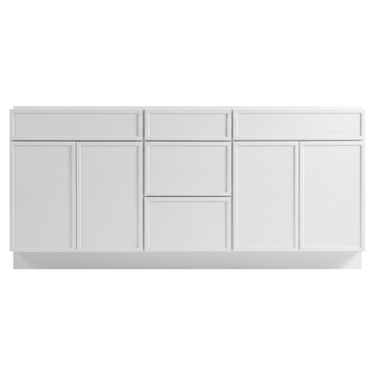 RTA White Slim Shaker 72" Freestanding Bathroom Vanity 3-Drawer Combo Base
